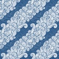 Seamless abstract pattern. Curly waves and spirals on cristal ice background.